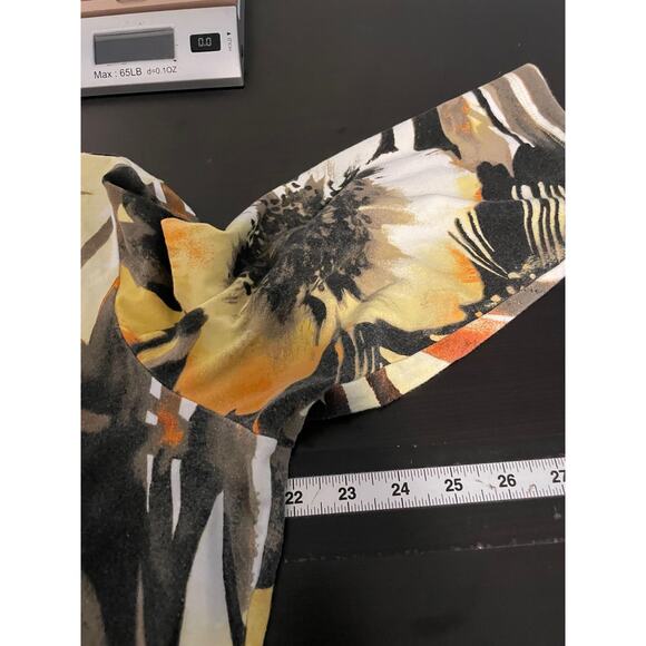 Chicos Shirt Womens 3 US XL Orange Black Floral 3/4 Sleeve Tropical Artsy - Picture 5 of 7